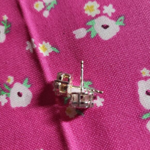 Crystal Floral Stud Earrings in Sterling Silver - Picture 5 of 5